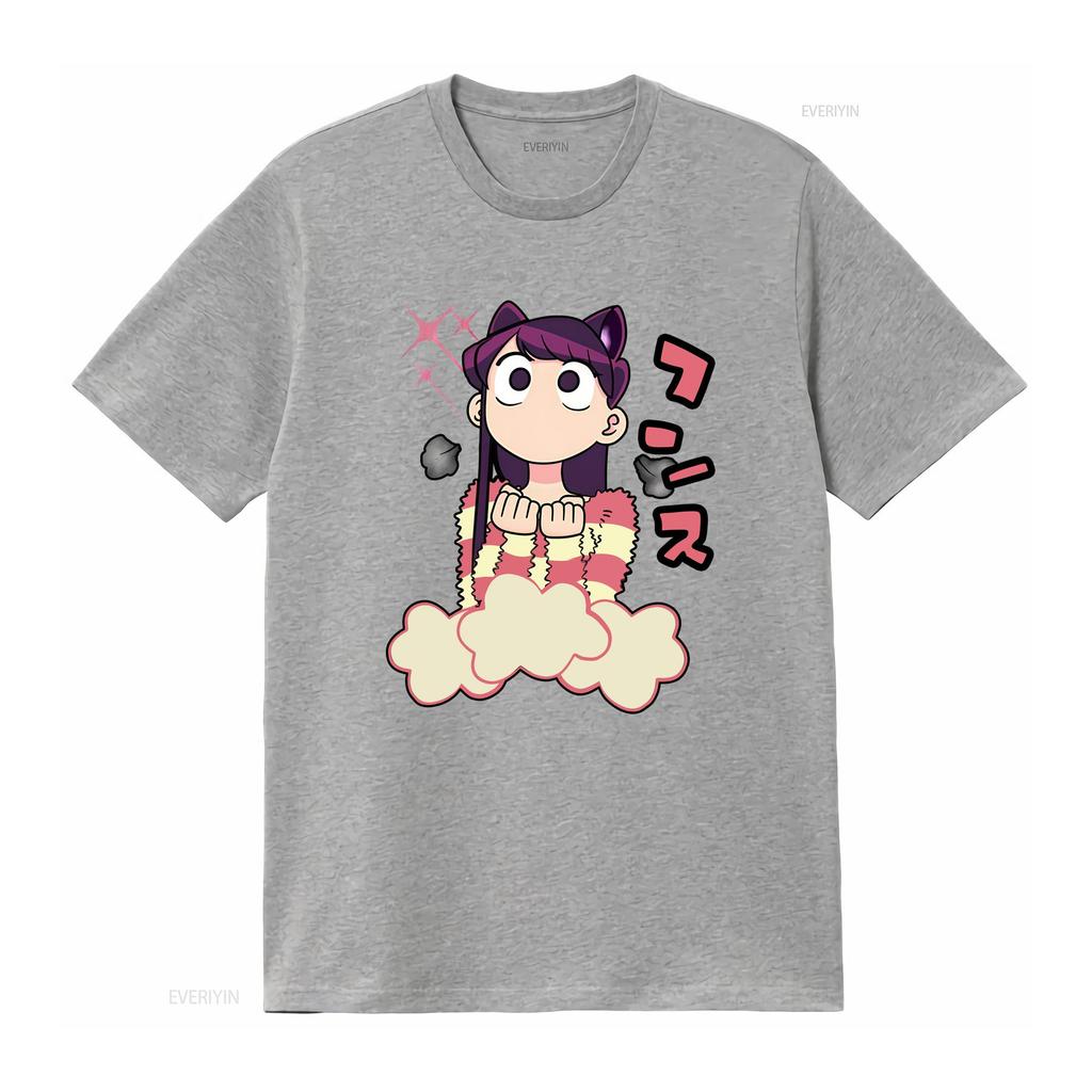 Komi San Cant Communicate T Shirt Hitohito Omoharu Ren Waifu Vintage Washed Slightly Fashion Homme Breathable Casual Vintage