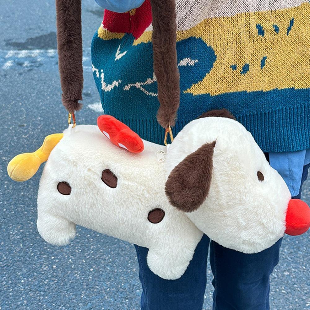 

Заводная собачка-рюкзак, Каваий плюшевый пес, Сумка через плечо, Милая сумка-щенок с красным носом, Для улицы