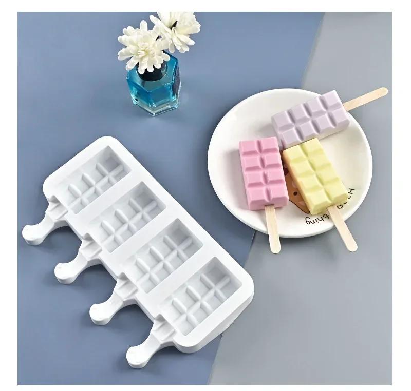 Silicone Ice Cream Mold DIY Popsicle Mold Chocolate Dessert Tray Ice Cube Maker Ice Box Homemade Tools Summer Party Supplies