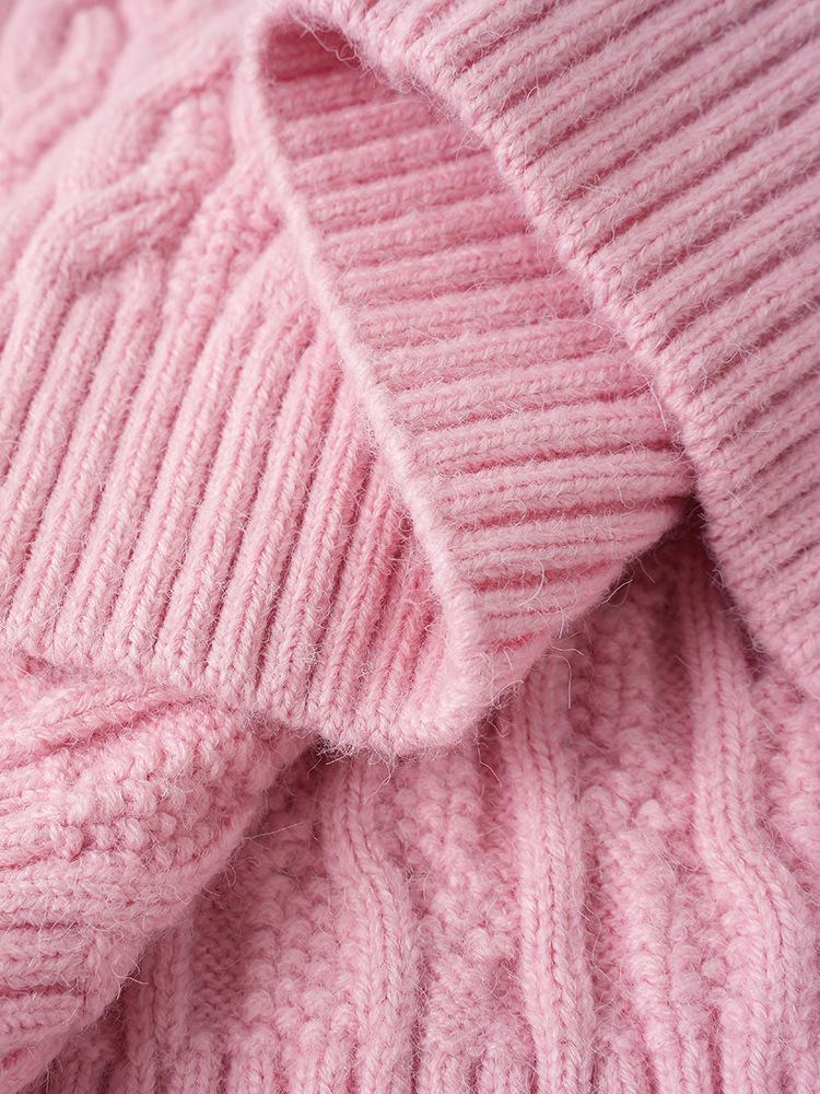 Sweter wełniany z kablem z wysokim dekoltem na zimę 2025 dla dzieci