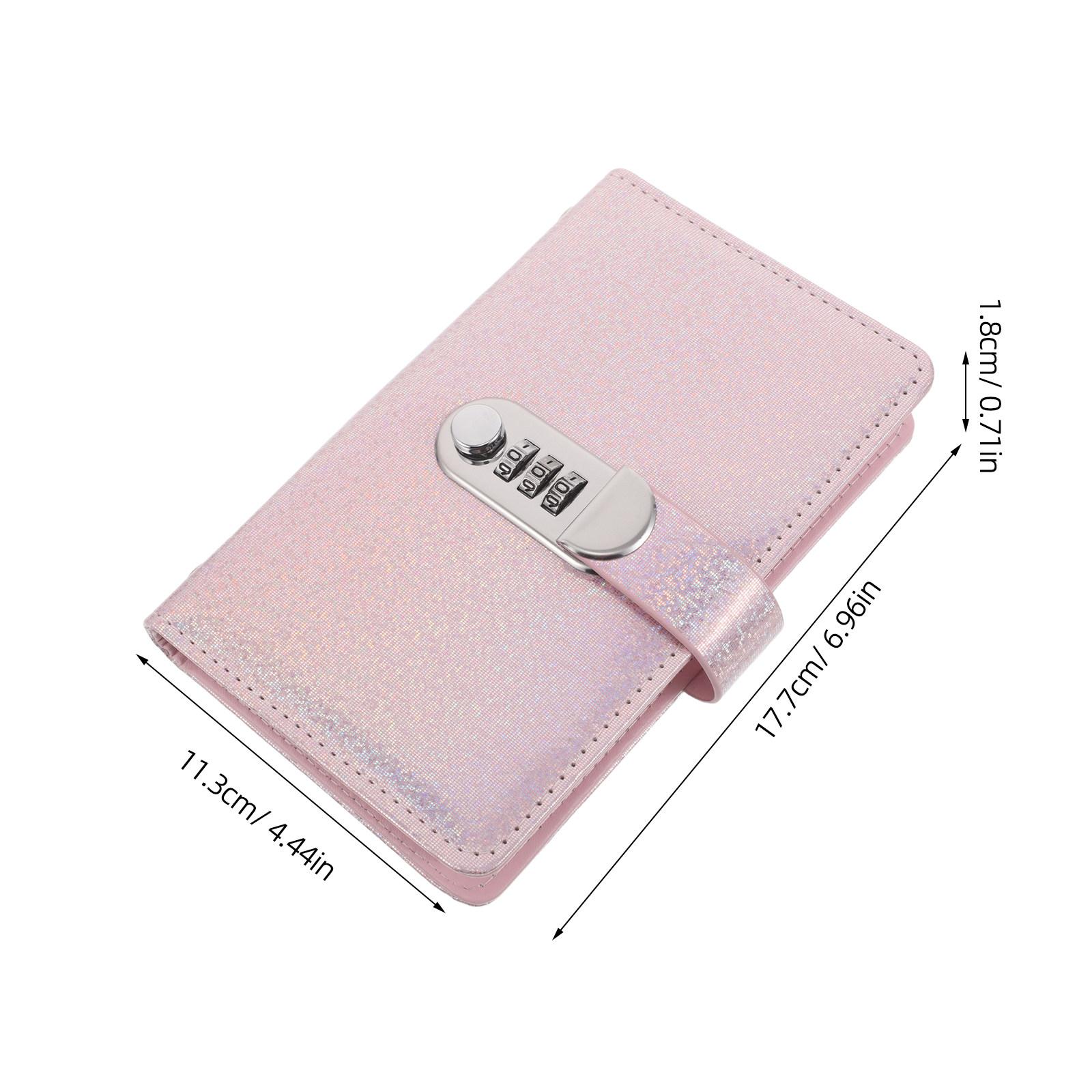 Password Lock Money Organizer Wallet Sparkling PU Clear Pockets Lockable Password Keeper Book 100 Envelope Challenge Budget розовый