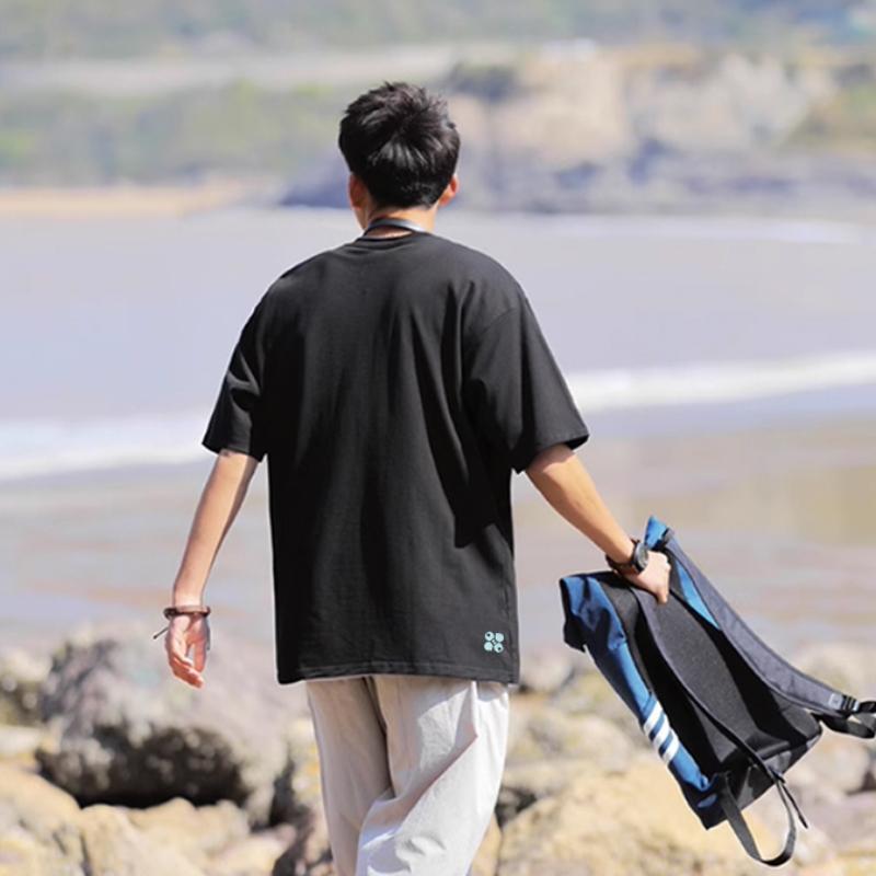 Li-Ning Breathable Trendy Versatile Round Neck Cultural Short Sleeve T-Shirt Men Tops Standard-Black ATSV699-1