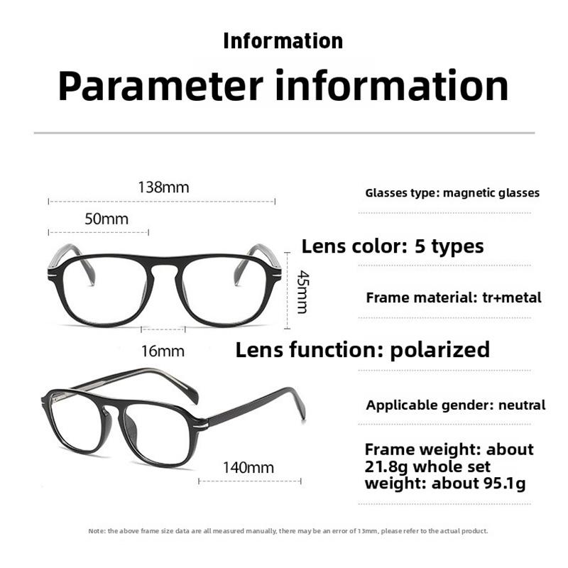 TR90 Magnetic Clip On Sunglasses Retro Snap On Frame With Lens For Nearsightedness Glasses Stylish Accessory