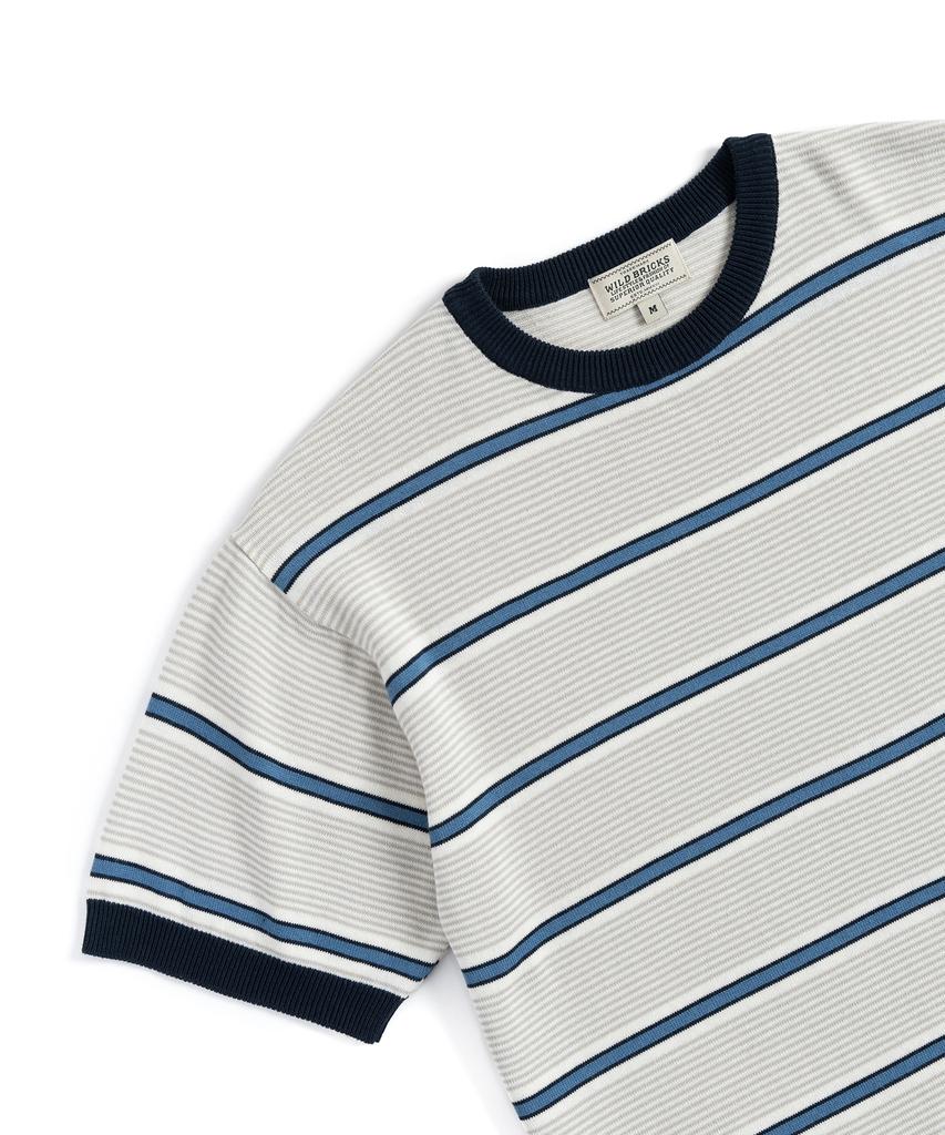 Waildeubeuligseu Fn Knitted Stripe T-Shirt (Blue)