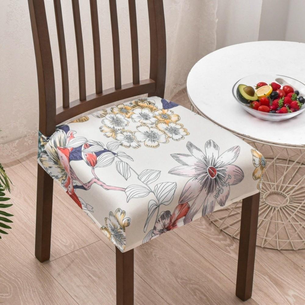 Soft Printed Design Stretch Chair Cover Square Elastic Bottom Chair Seat Cover Removable Chair Slipcover Home Decor
