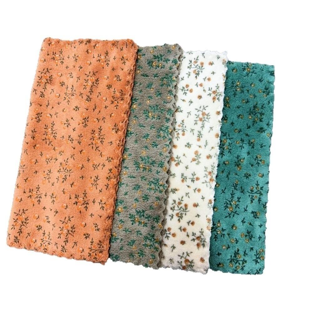 4 PCS Soft Floral Cleaning Towel No Trace Scouring Pad Kitchen Cleaning Tools Wipe Cloth  Window 4 pcs
