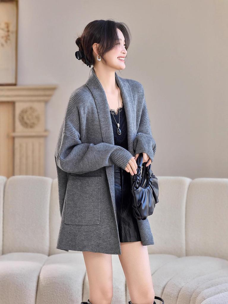 2025 Autumn/Winter Pineapple Stitch Thick Cardigan Coat - Women's Wool Knitwear Sweater