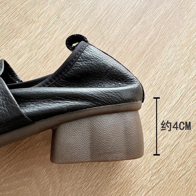 The first layer of soft cowhide soft sole bag head women's shoes retro shallow mouth single shoes new non-slip casual and comfortable