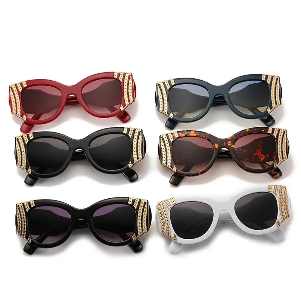 Gorgeous High-quality Sun Glasses with Latest Personality Alloy Decorations for Vintage Catwalk Trend Stylish Ladies