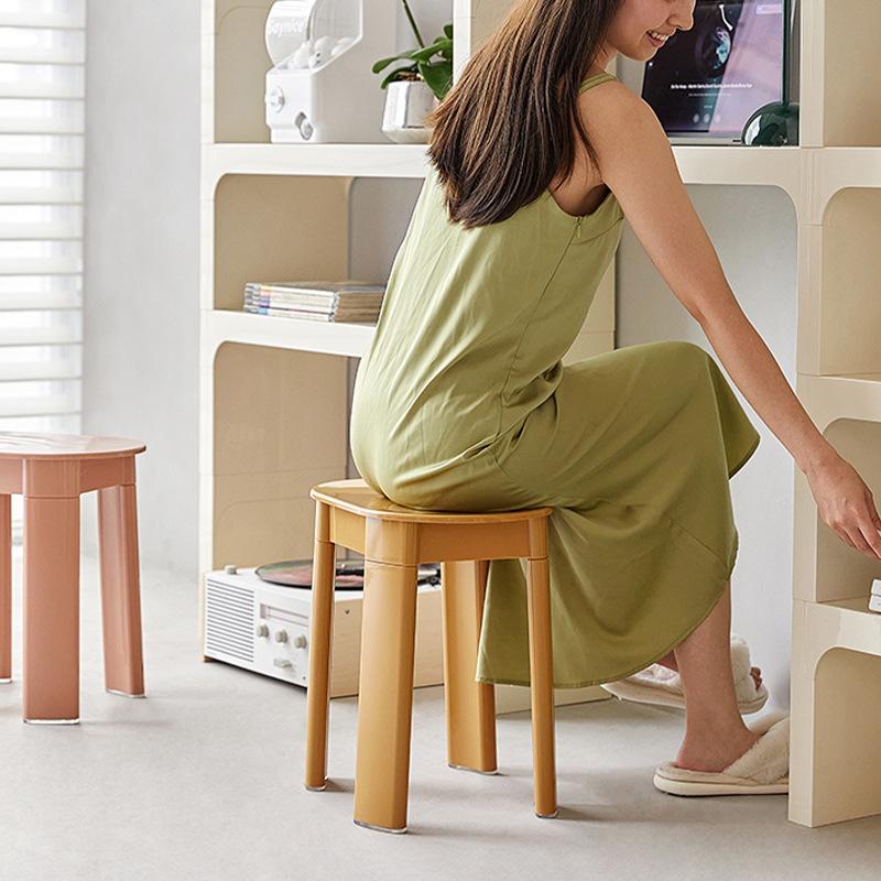 Creative Vintage Round Stool, Designer Nordic Bench, Minimalist Vanity Seat, Modern Ins-Style, Living Room Ottoman