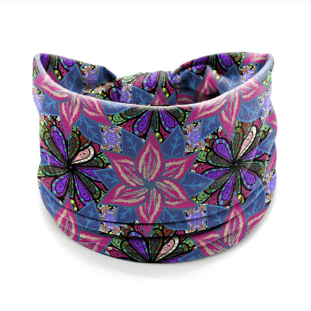 European American Women's Hair Band African Print Pattern Wide Edge Elastic Knot Sports Yoga Headband Women's Headwear Hair