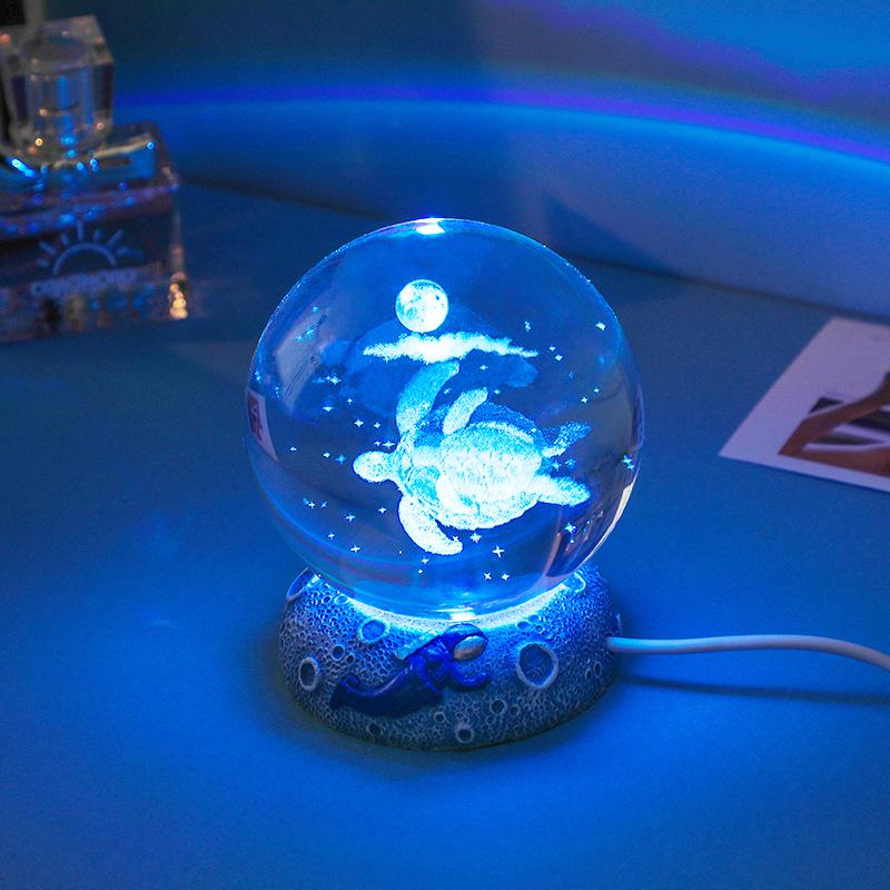 3D Crystal Ball Night Light - Creative Luminous Desktop Ornament, Perfect Gift for Boys, Students' Birthdays