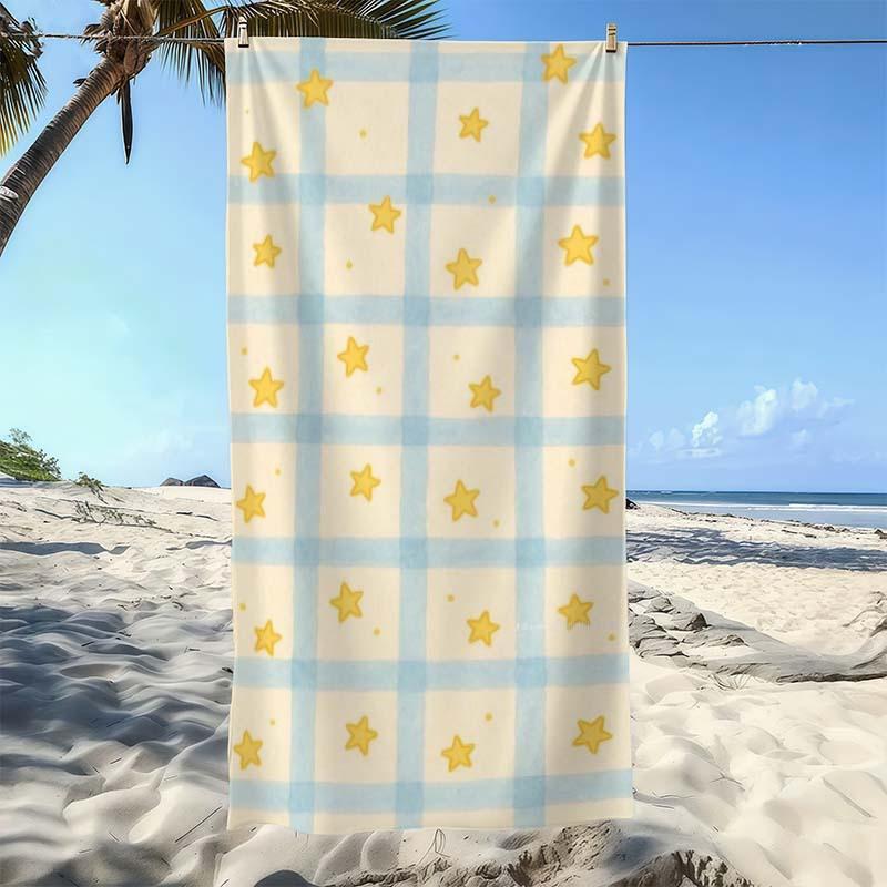Light Blue Plaid Beach Towel Ultra-Absorbent, Quick-Dry, Comfortable & Practical for Swimming, Pool, Bath, Yoga,Fitness,Outdoor