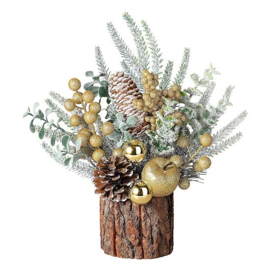 Small Christmas Tree Artificial Christmas Tree with Pine Cone Berry Ornaments Home