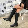 Fashion Black Elegant with Low Heels Shoes for Woman Long Brown Women's Boots Winter Knee High Shaft Stylish Lastest Price Goth
