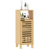 Bathroom Cabinet, Open Shelf, Cabinet, Bamboo Wood, Louvered Door, Light Brown
