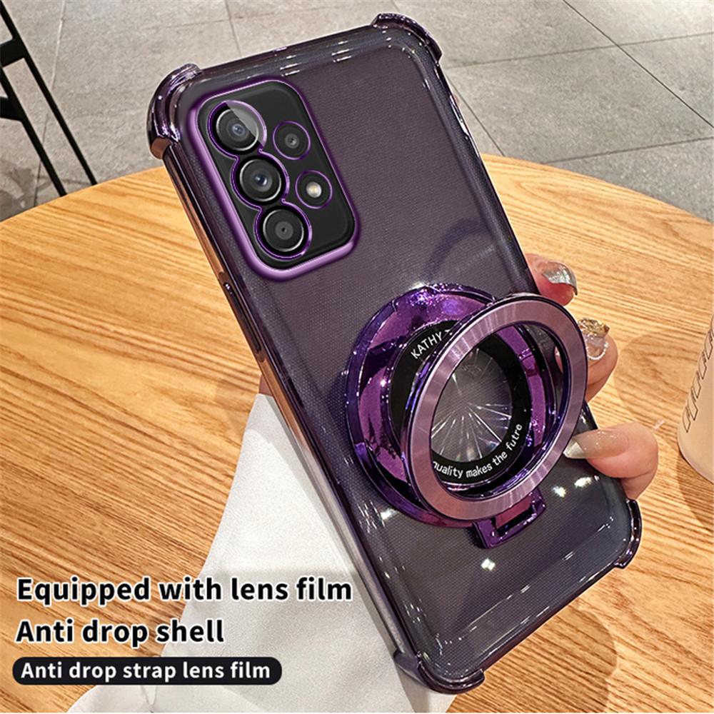 Transparent Plating Magnetic Bracket Phone Case For Samsung A13 A23 A33 A53 A73 A12 A22 A32 A52 A03 A52S Shockproof Soft Cover