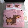 Dachshund Dog Bedding Queen Duvet Set, Soft Microfibre Duvet Cover with Pillow Cases, Bedding Quilt Cover Set with Zipper