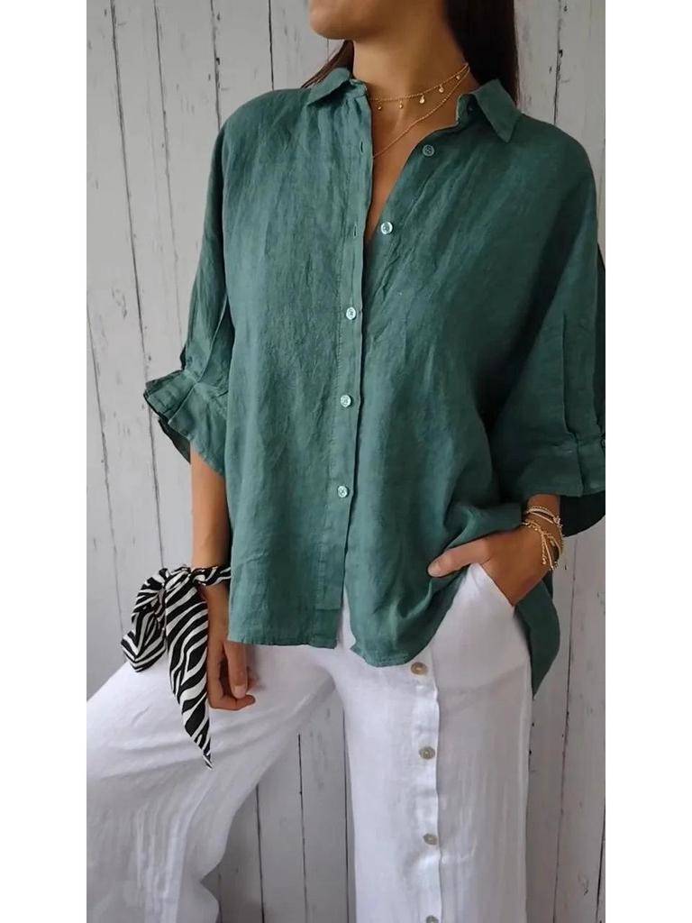 2025 EU Spring Cotton Linen Lace-Up Long Sleeve Shirt