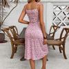 Kvinners Sommer Sexy Stropp Blomstret Splittkjole