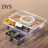 Compartment Snack Box for Office Lunch Snackle Container, Stainless Steel Divided Serving Tray with Lid & Handle, 8 Large Compartments Fruit