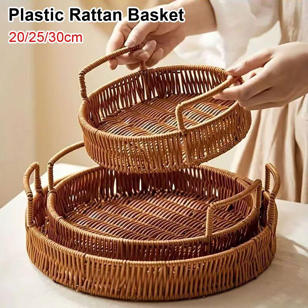 1Pcs Plastic Imitation Wicker Rattan Handwoven Rattan Basket