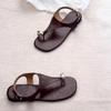 Fashion Real Leather Shoes Woman Flat Sandals Flip Flops Platform Summer Heels  Open Toe Genuine Without Retro Corrective 2025 Girls