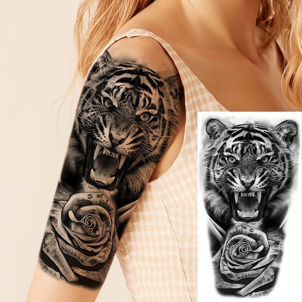 1 Sheet Forest Wolf Coyote Temporary Tattoos For Men Adults Forearm Arm Leg Body Art Drawing Fake Tattoo Sticker Transferable