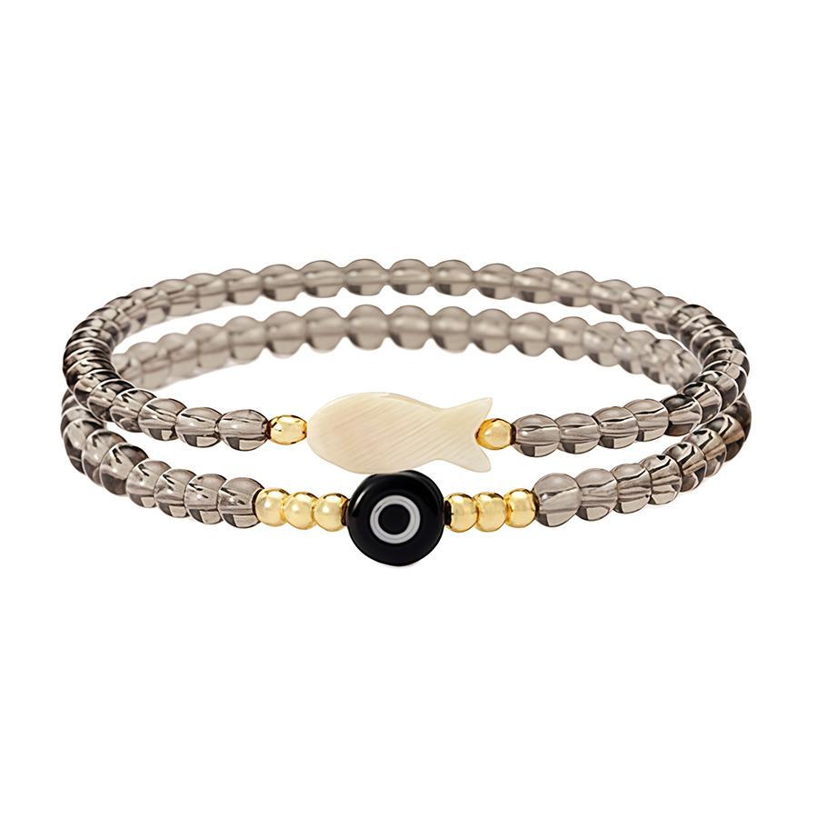 

Noter Cute Fish Women Bracelet Beaded Premium Selected Clear Acrylic 3 Colors Turkey Evil Eyes Braslet Beach Casual Accessories 17-18cm сірий
