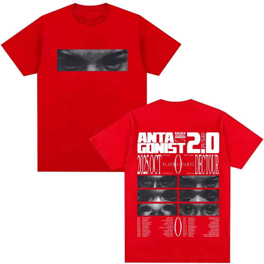 Rapper Playboi Carti Antagonist Tour 2026 Nuova Maglietta Abbigliamento Uomo T-shirt Estetica Vintage Hip Hop Gotica Manica Corta