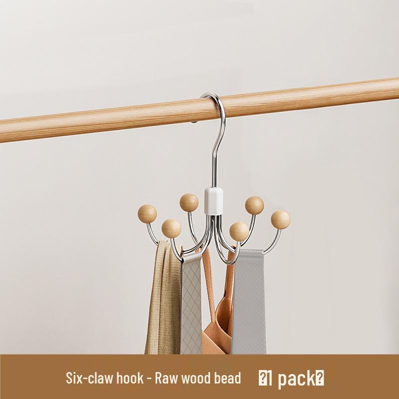 360° Rotating Multi-functional Six-Claw Wardrobe Storage Hook for Dorms & Daily Use