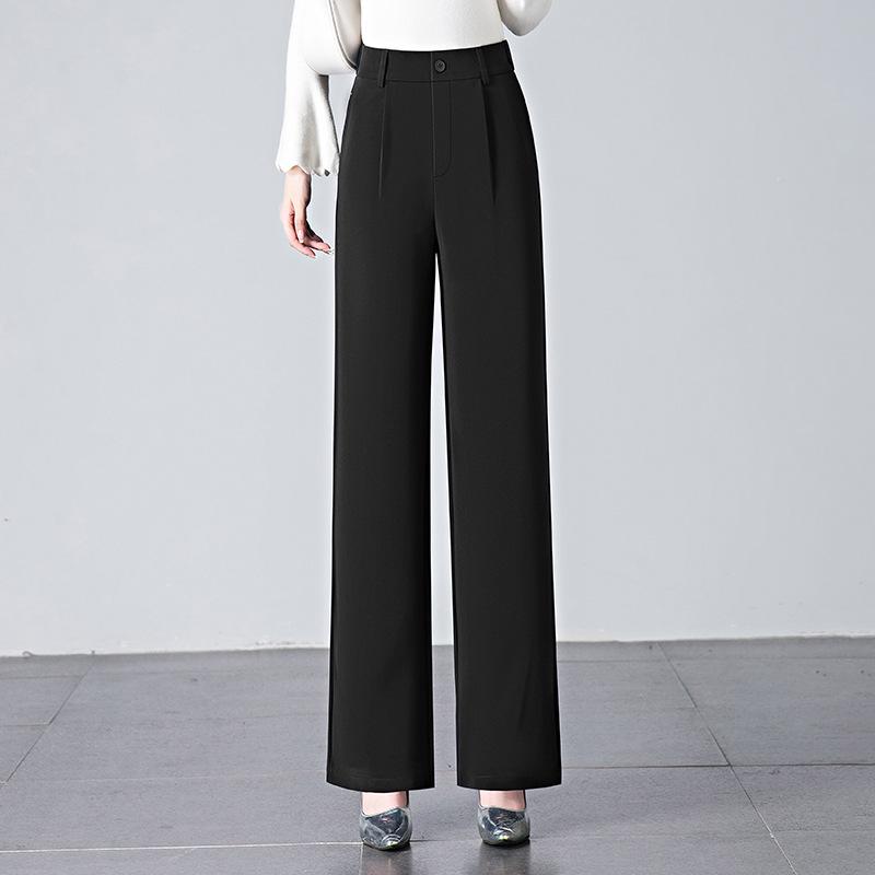 

Женские весенние брюки 2025 года с высокой посадкой в повседневном стиле - узкие, широкие или прямые варианты длины в пол 28 чёрный