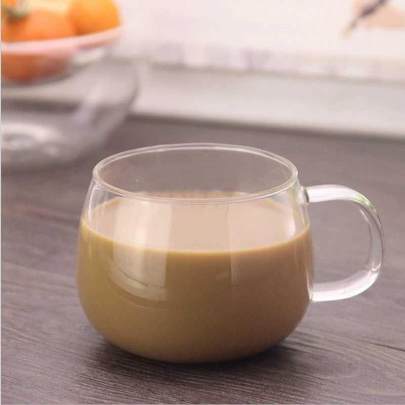 

350ml Glass Flower Tea Cup Set: Inner Filter, Lid, Handle - 3-Piece Tea Brewing & Separation 400-500ml