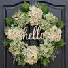 40cm Background Decor Hydrangea Wreath Artificial Front Door Hello