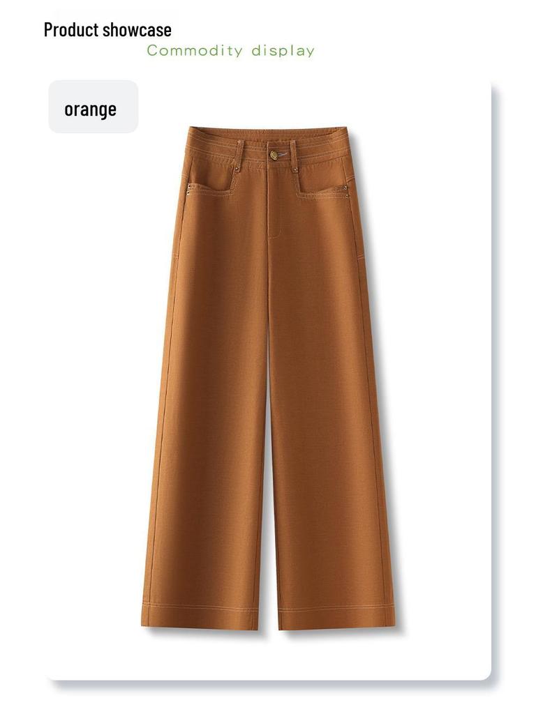 Women's 2025 White High-Waisted Retro Straight-Leg Jeans - Spring/Autumn Pear-Shaped Cropped Wide-Leg Pants