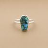 Minimalist Coffin Shape Turquoise Ring, 925 Sterling Silver Jewelry, Boho Blue Stone Ring for Women