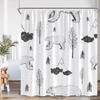 Black White Abstract Simple Line Shower Curtain Dog Pupple Nordic Minimalist Bathroom Decor Modern Polyester Bath Curtain Screen