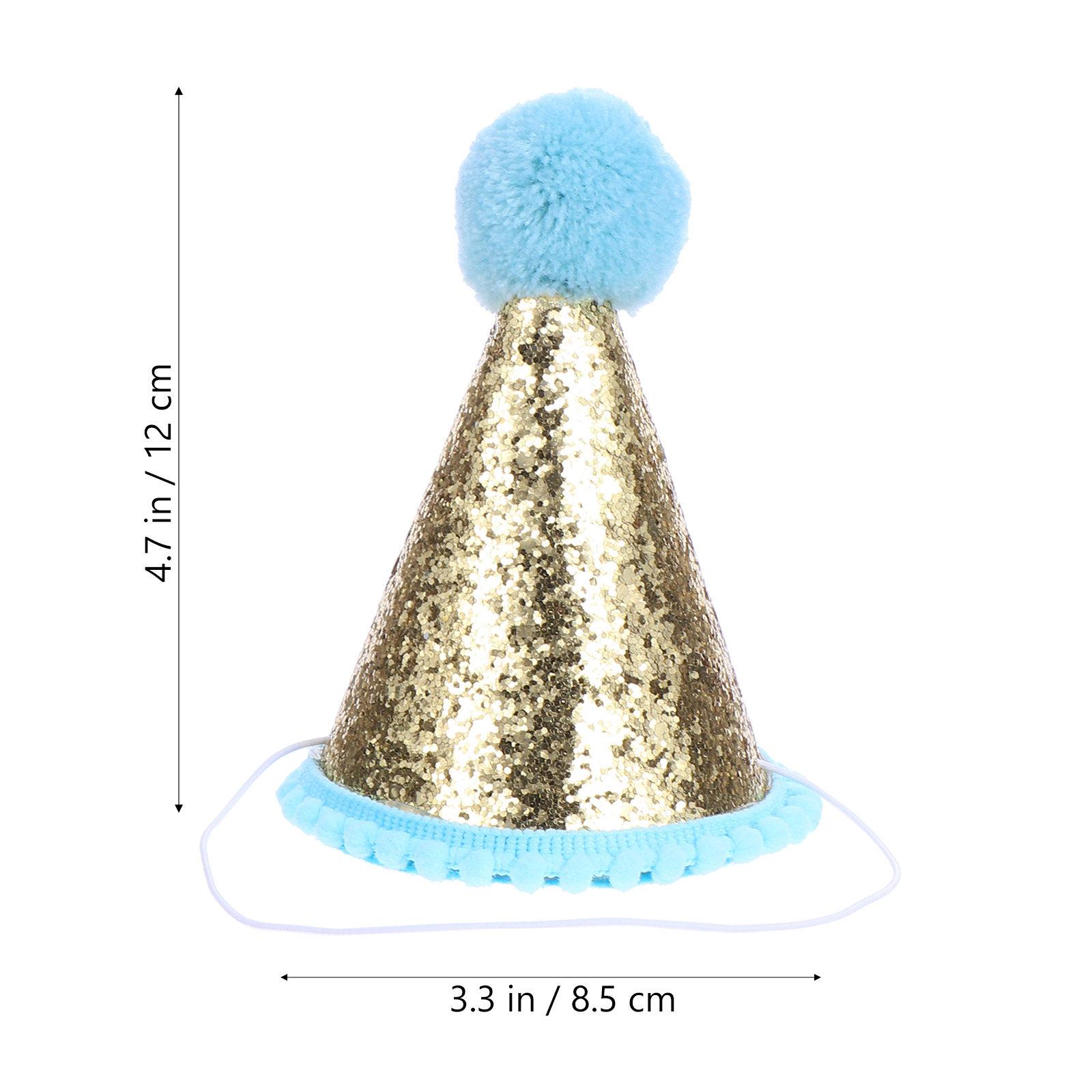 

1pc Birthday Hat Shiny Sequin Design Non-Woven Fabric Elastic Band For Party Photo Prop Celebration Decoration Cone Hat синий