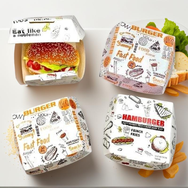 Thick and Greaseproof Disposable Burger Packaging, 50/100pcs, Food Grade Fast Food To-Go Boxes