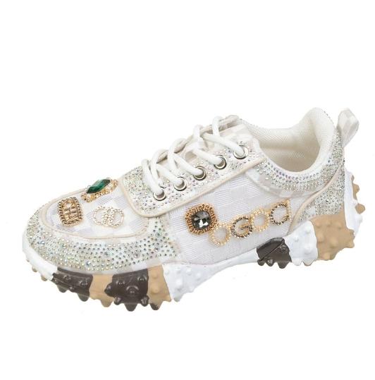 Fashion Women's rhinestone sneakers fashion luxury rhinestone ladies shoes 2025 new outdoor thick sole women's vulcanized
