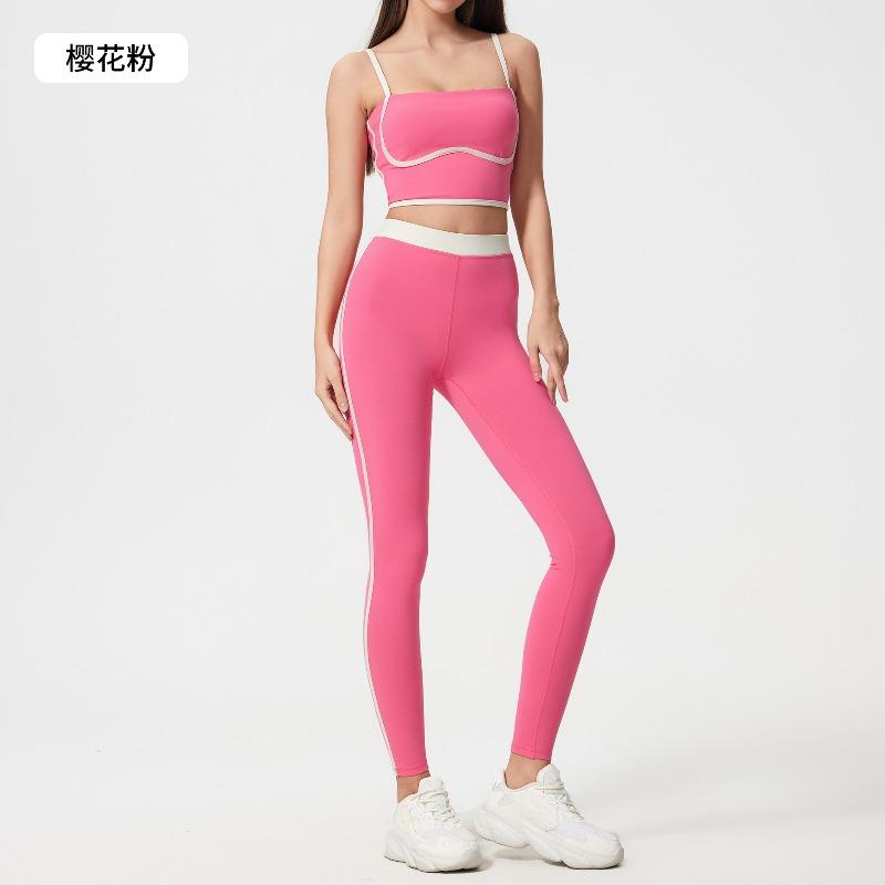 Contrasting Color Sports Tennis Skirt Yoga Suit Women's High-strength Shock-proof Vest Women's Nude Hip-lifting Fitness Nine-point Pants
