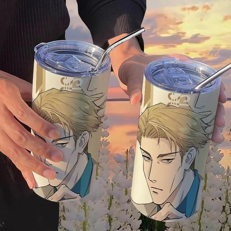 Jujutsu Kaisen Yuji Hrneček 500 ml Satoru Gojo Nerezová Ocel Cestovní Termohrnek Izolované Brčko Hrneček na Kávu Dárek Pro Děti