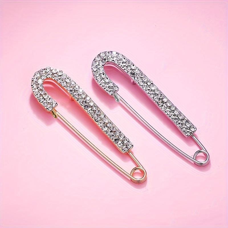 New Luxury Crystal Rhinestone Brooch for Women Girls Silver Color Safty Pin Brooch Lapel Pin Badge Sweater Dress Clothing Decor