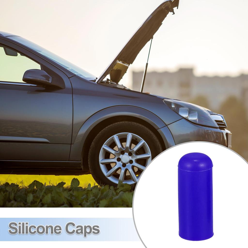 X AUTOHAUX 5pcs 4mm 0.16" Silicone Hose Cap Intake Vacuum Hose Tube End Plug Car Blue
