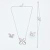 Flora Romantic Sparkling Four Leaf Clover Zircon Set Copper Women's Jewelry Anniversary Dating Earrings Necklace Ring Bracelet