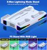 PS5 Slim Stand with 6-Color RGB Lights, PS5/PS5 Slim Controller Charging Stand, Simultaneous Charging of 2 Controllers, 3-Stage Cooling, PS5 Disc/Digi