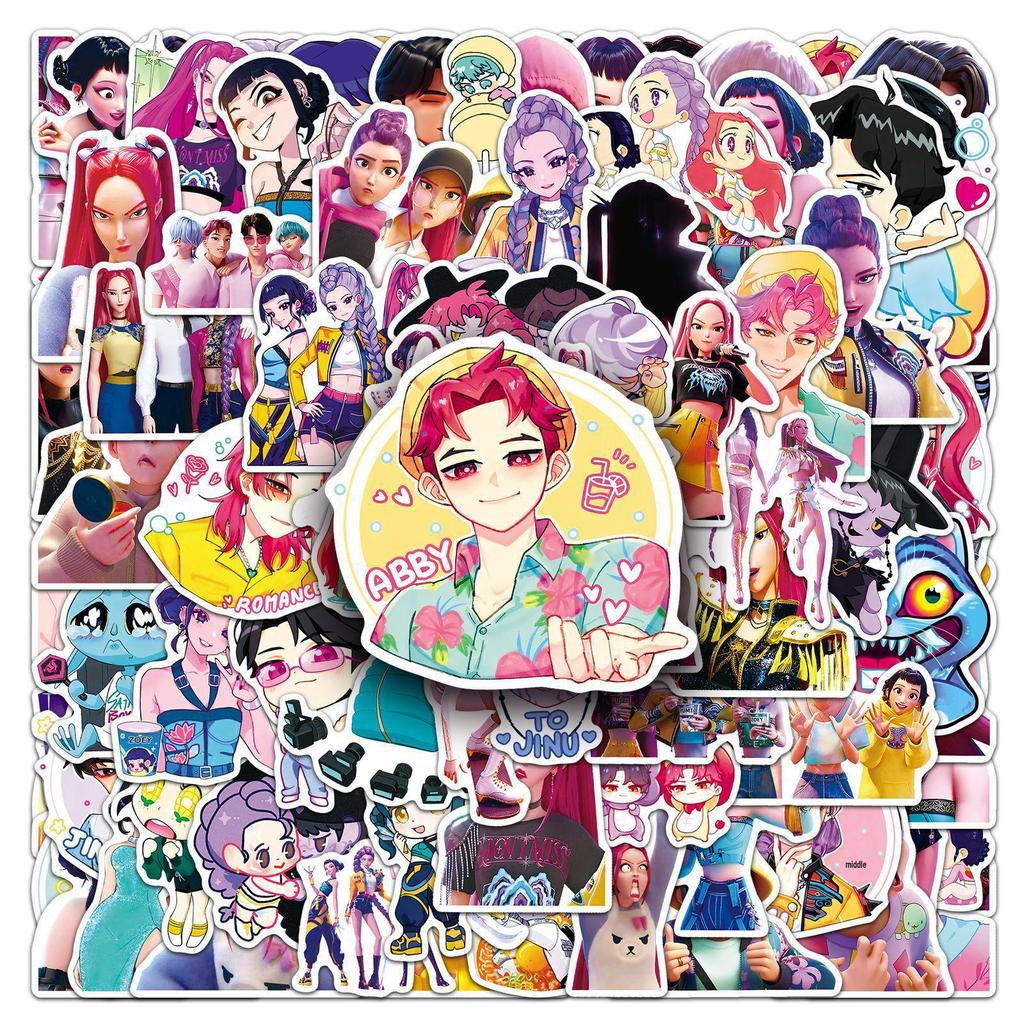 Demon Hunter Anime Stickers - 100 Waterproof Sheets for DIY, Helmet, Power Bank, and Journal Decoration.