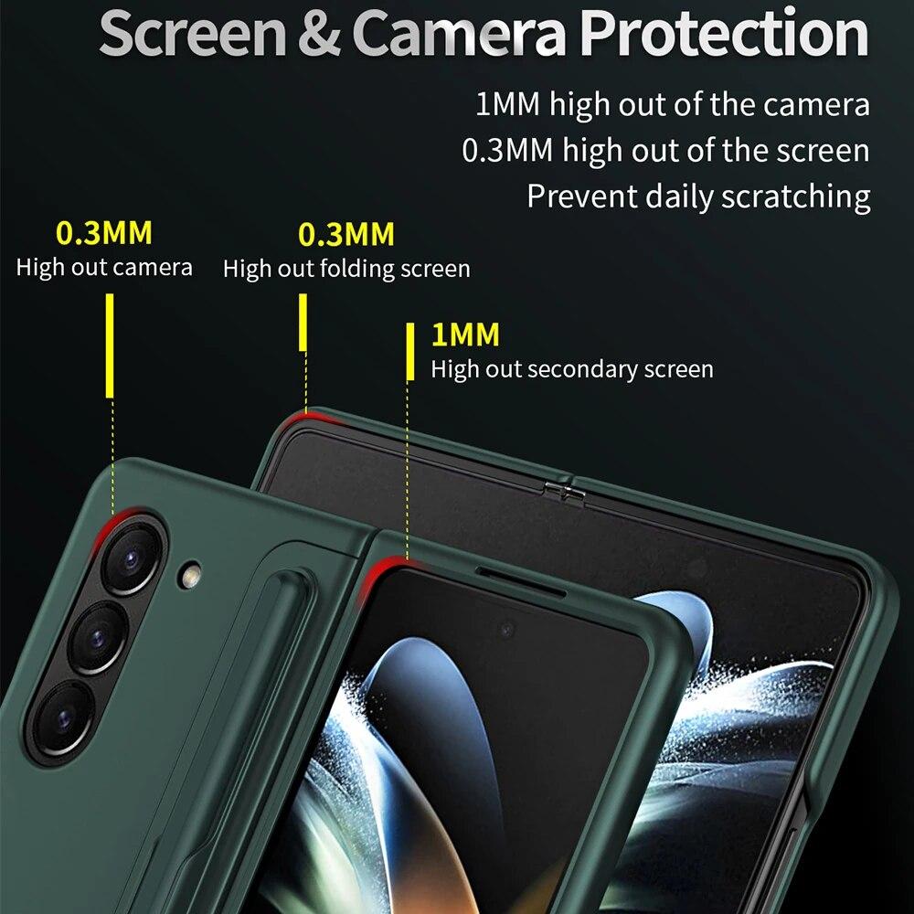 2 In 1 Removable Pen Slot Stand Holder Case for Samsung Galaxy Z Fold 5 4 3 Skin Friendly Matte Shockproof Hard Cover for Fold5