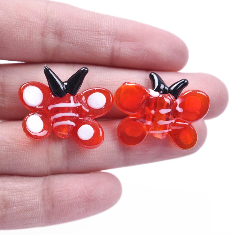 6pcs/Lot Animal Dragonfly Bee Butterfly Glass Beads For Jewelry Making Supplies Cactus Flower Spacer Bead Diy Accessories Bulk