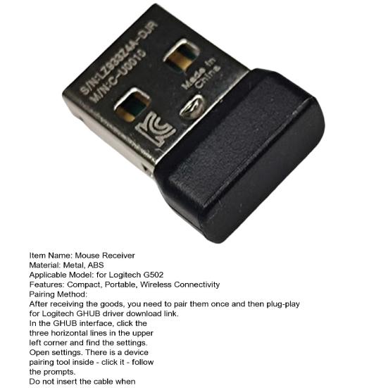 USB Mouse Receiver Adapter for G502 Compact Portable Design Multi-device Switching Stable Wireless Connection Plug-Play Dongle